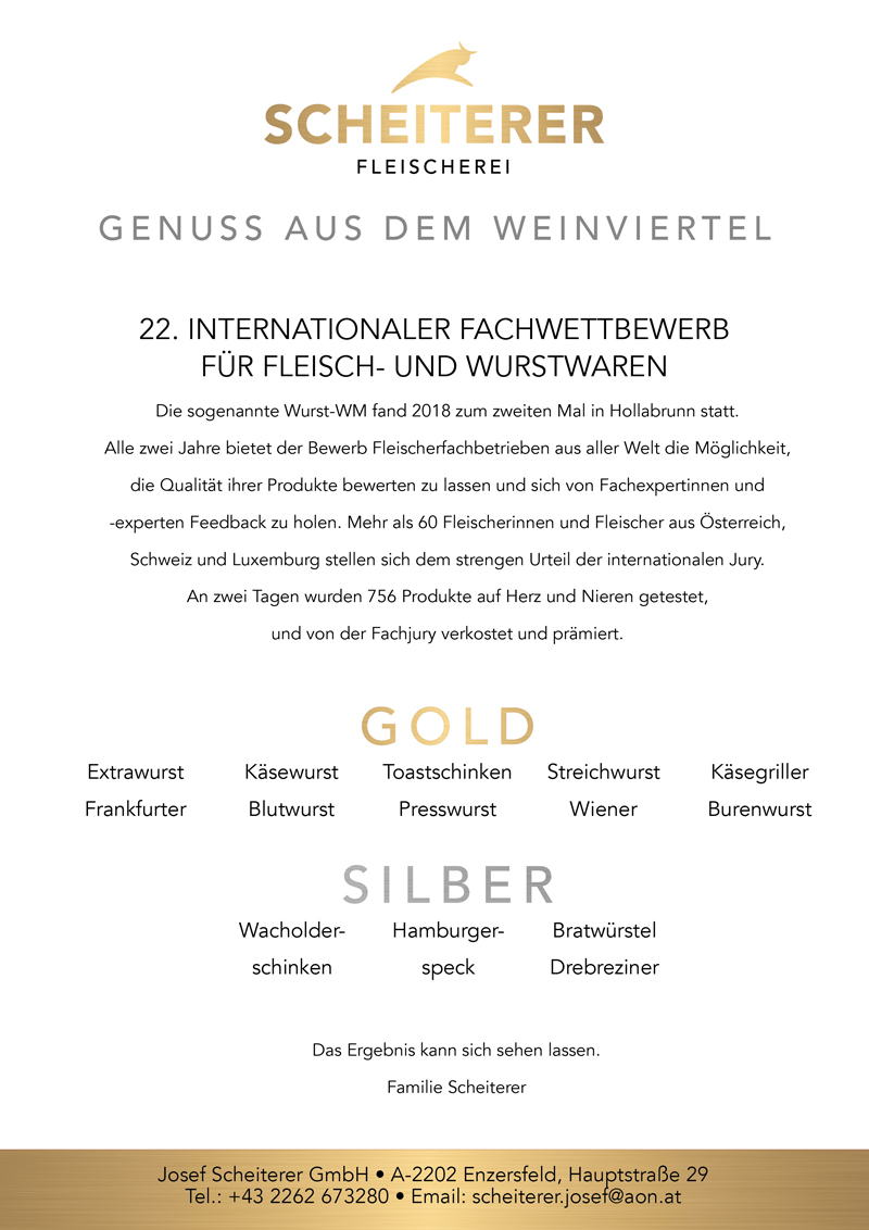 Mehrfach prämiert: Goldmedaillen für unsere Wurstwaren